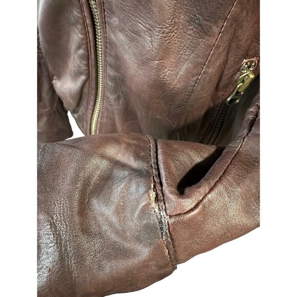 Womens Zadig Voltaire Lamb Leather Biker Jacket Deep Burgundy sz Medium - Picture 7 of 11